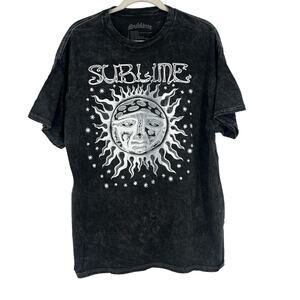 Officially Licensed Sublime Classic Sun T-Shirt Black Acid Wash XLG NWOT